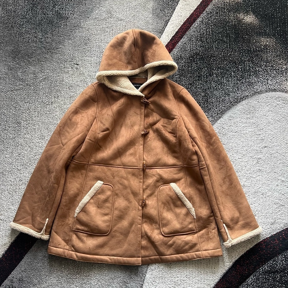 Jones New York Faux Suede Shearling Lined Coat